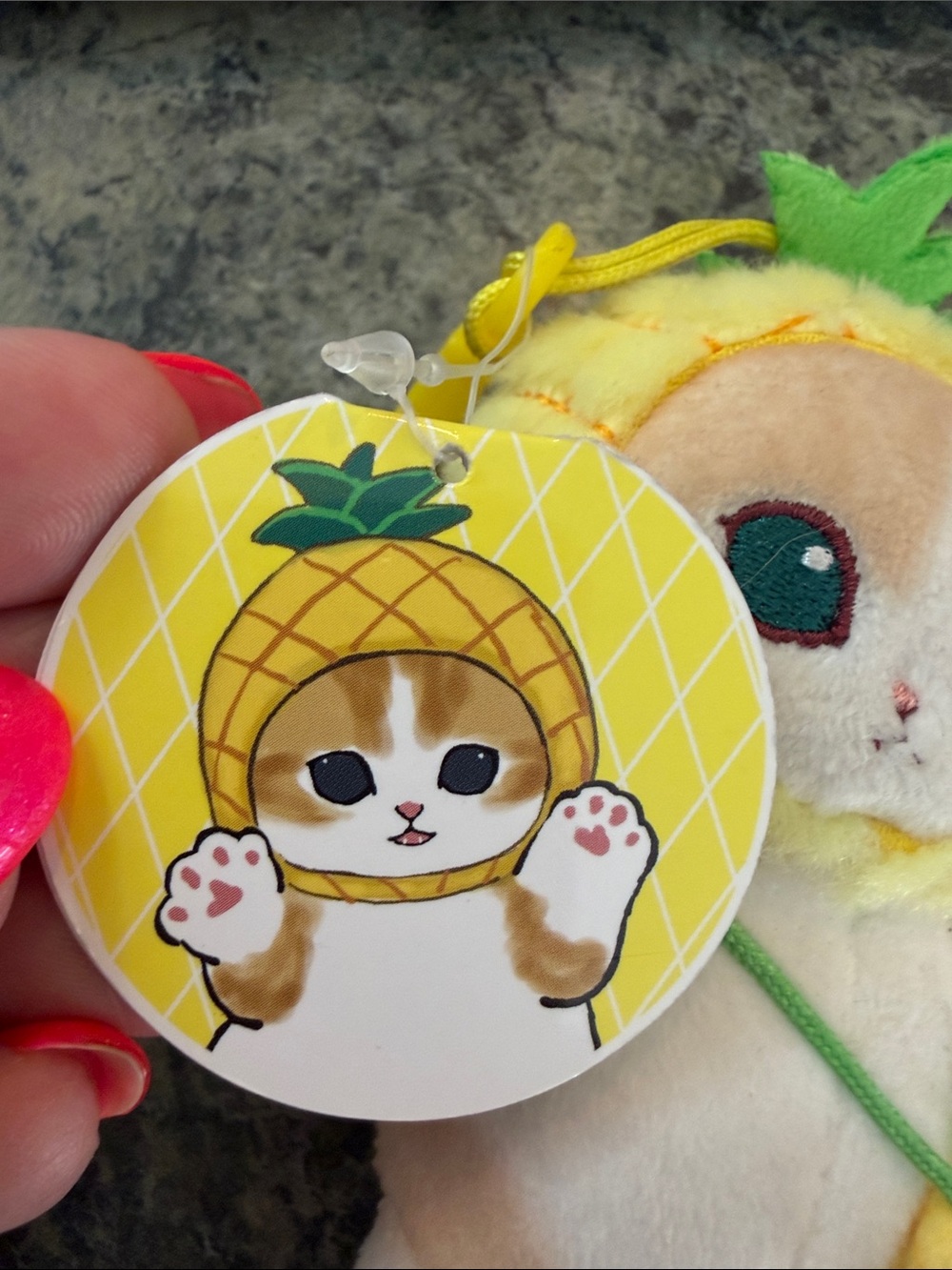 Mofusand Pineapple Cat Plush Keychain - Yellow - Picture 3 of 4